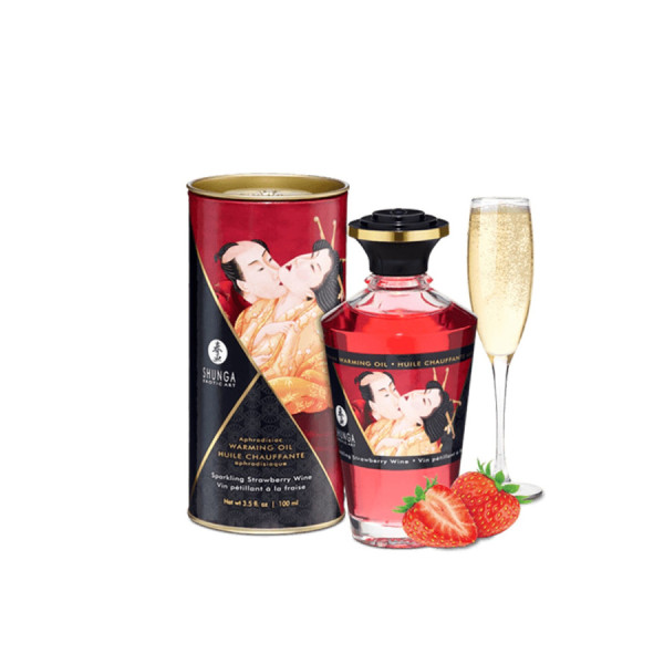 Huile chauffante fraise vin pétillant  comestible 100ml 